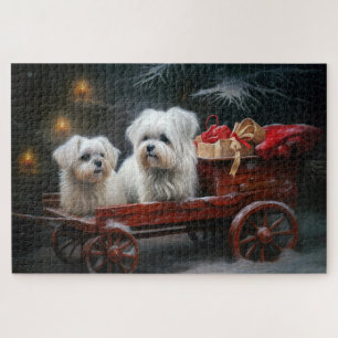 Maltesisches Snowy Sleigh Weihnachtsdekor