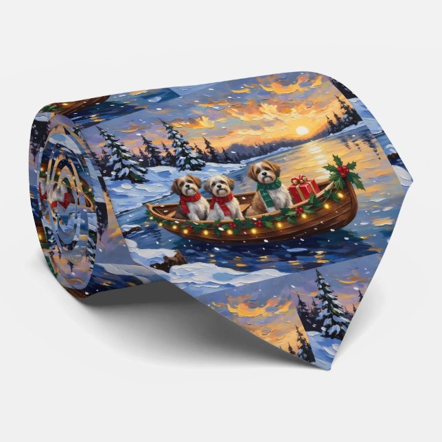 Malti Tzu Christmas Boat Holiday Krawatte (Gerollt)