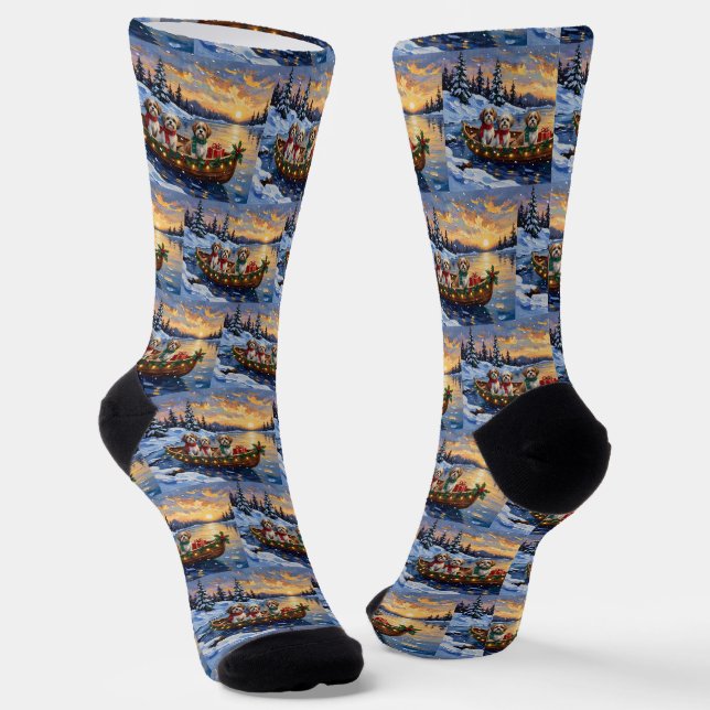 Malti Tzu Christmas Boat Holiday Socken (Gewinkelt)