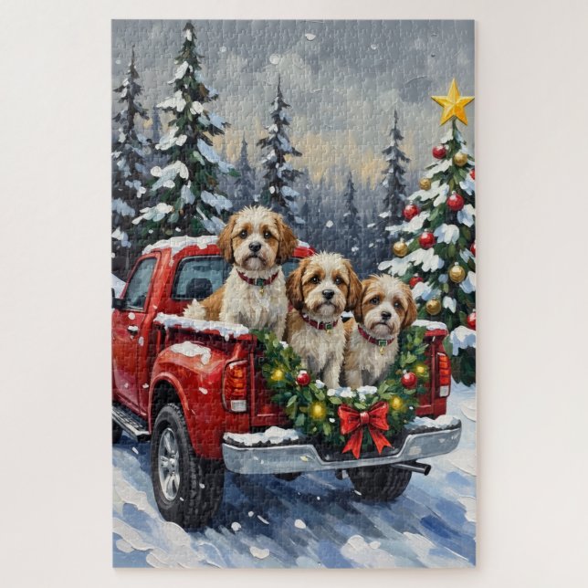 Malti-Tzu Christmas Red Truck Holiday (Vertikal)
