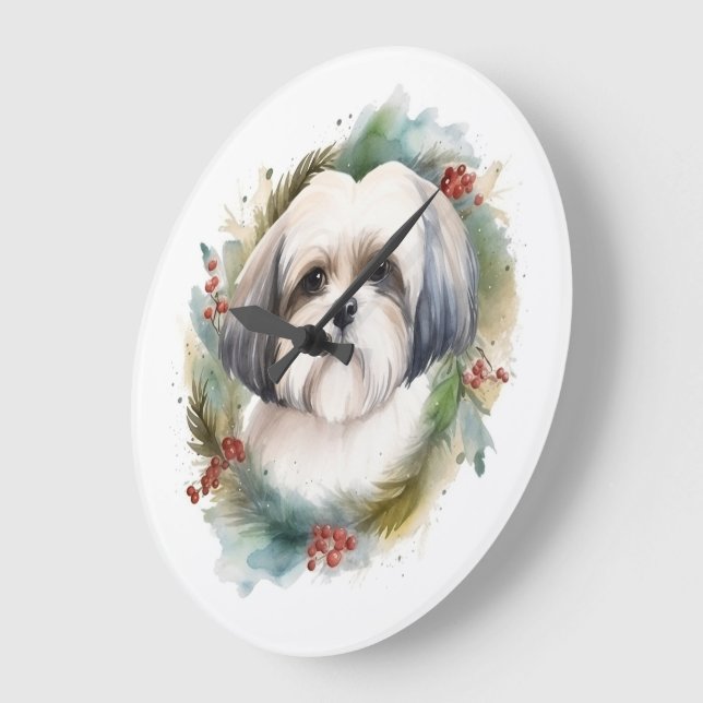 Malti Tzu Christmas Wreath Festivals Große Wanduhr (Winkel)