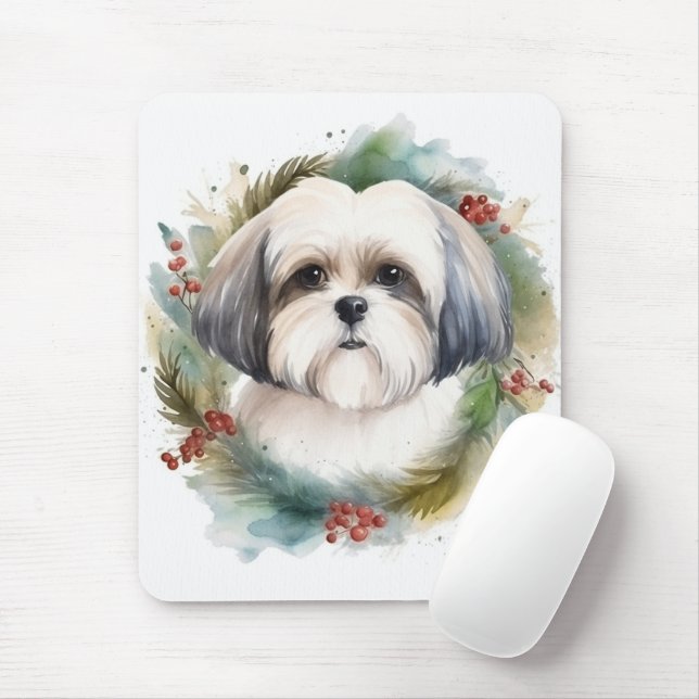 Malti Tzu Christmas Wreath Festivals Mousepad (Mit Mouse)