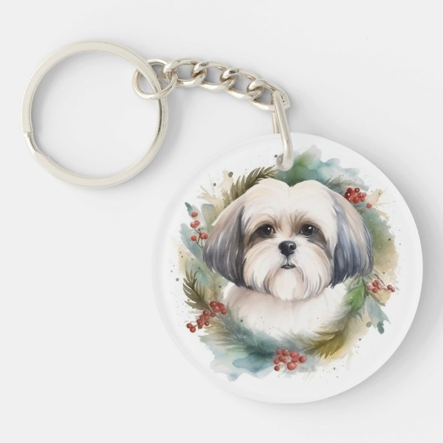 Malti Tzu Christmas Wreath Festive Pup (Devant)