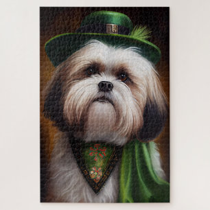 Malti Tzu Dog in St. Patrick's Day Dress