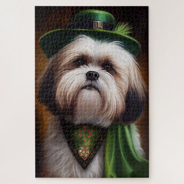 Malti Tzu Dog in St. Patrick's Day Dress (Vertikal)