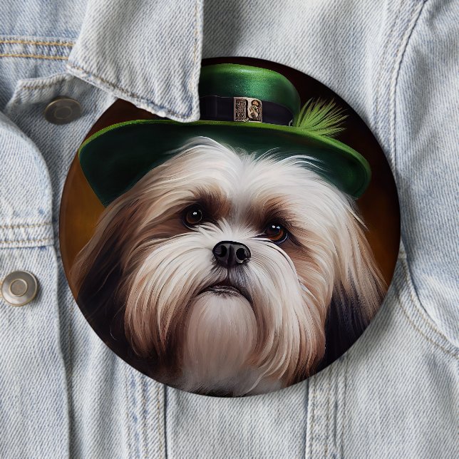Malti Tzu Dog in St. Patrick's Day Dress Button (Beispiel)