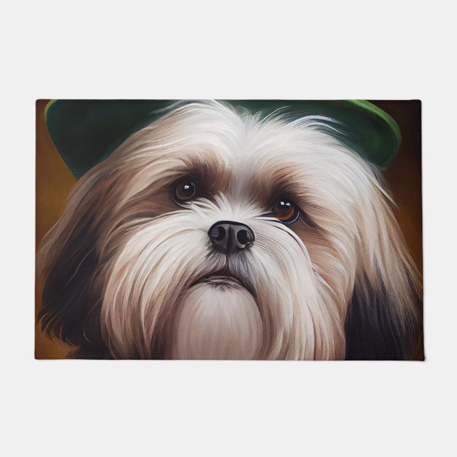 Malti Tzu Dog in St. Patrick's Day Dress Fußmatte (Vorderseite)