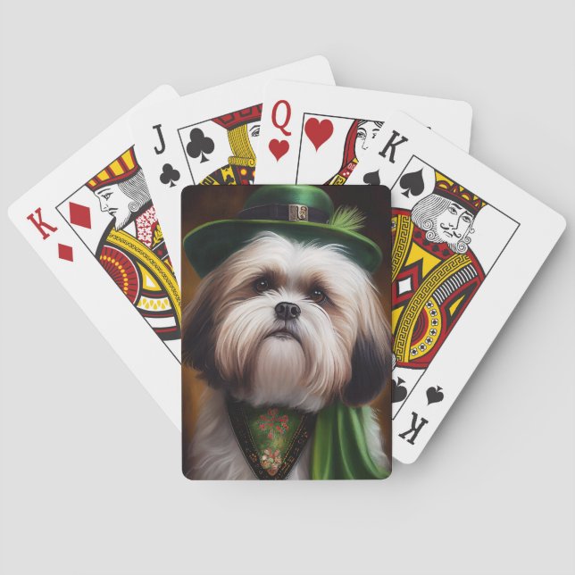 Malti Tzu Dog in St. Patrick's Day Dress Spielkarten (Rückseite)