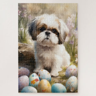 Malti Tzu Dog mit Ostereier Urlaub