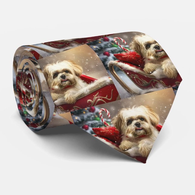 Malti Tzu Dog Weihnachtsfest Krawatte (Gerollt)
