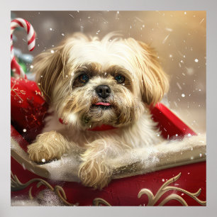 Malti Tzu Dog Weihnachtsfest Poster