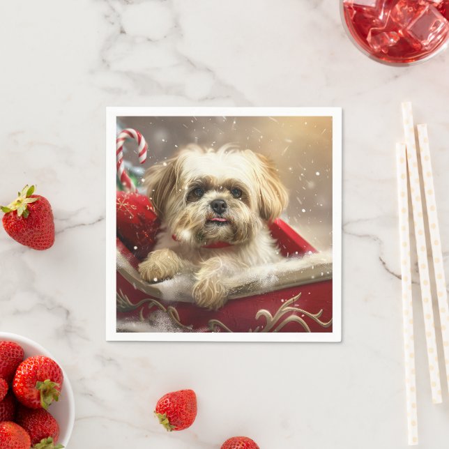 Malti Tzu Dog Weihnachtsfest Serviette (Beispiel)