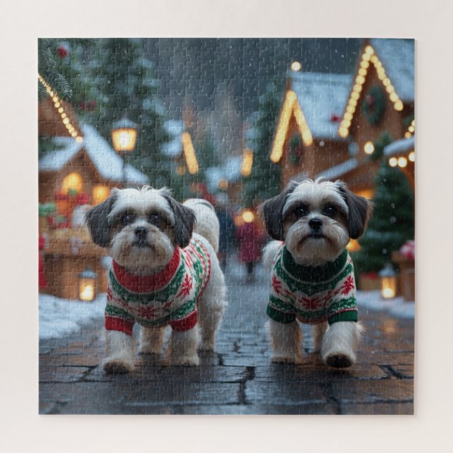 Malti Tzu Dogs Christmas Snow Holiday (Vertikal)