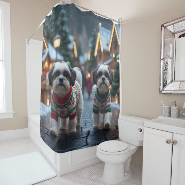 Malti Tzu Dogs Christmas Snow Holiday Duschvorhang (Beispiel)