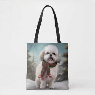 Malti Tzu Hund im Schnee Weihnachten Tasche