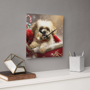 Malti Tzu Hund Weihnachtsfestlich Quadratische Wanduhr