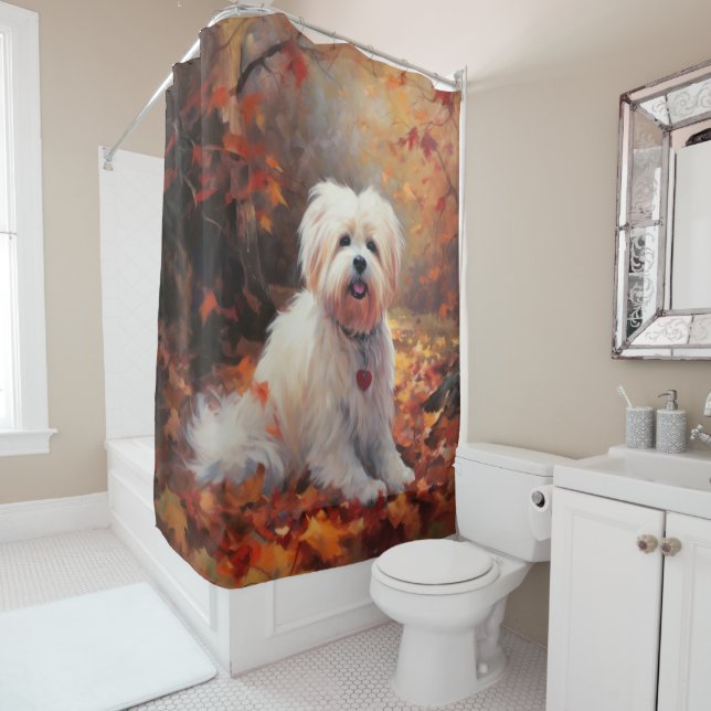 Malti Tzu im Herbst Leaves Fall Inspiriert Duschvorhang (Beispiel)