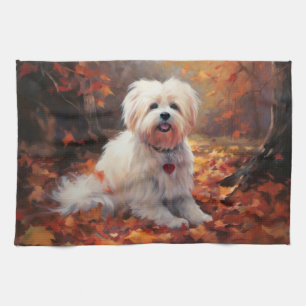 Malti Tzu im Herbst Leaves Fall Inspiriert Geschirrtuch