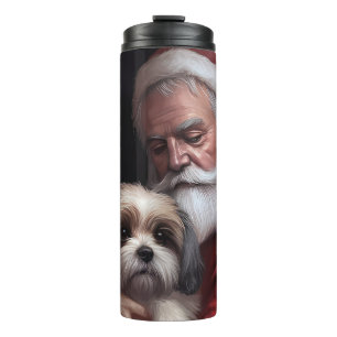 Malti Tzu mit dem Weihnachtsmann Festliche Weihnac Thermosbecher