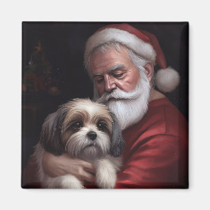 Malti Tzu mit Weihnachtsmann Festive Weihnachten Magnet