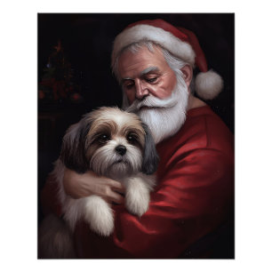Malti Tzu mit Weihnachtsmann Festive Weihnachten Poster