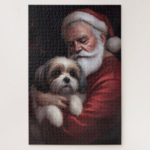 Malti Tzu mit Weihnachtsmann Festliches Weihnachte
