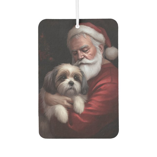 Malti Tzu mit Weihnachtsmann Weihnachten Autolufterfrischer (Vorderseite)