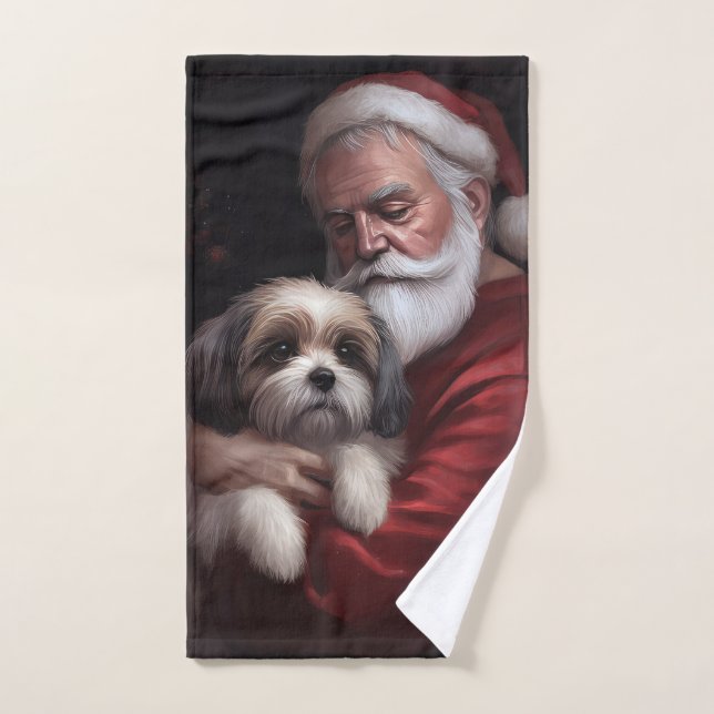 Malti Tzu mit Weihnachtsmann Weihnachten Badhandtuch Set (Handtuch)