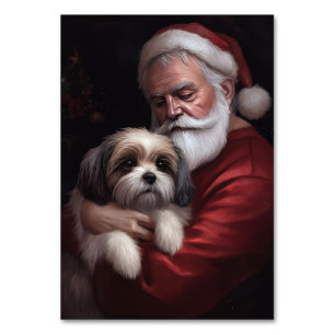 Malti Tzu mit Weihnachtsmann Weihnachten Tischnummer