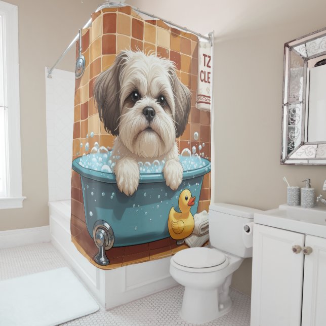 Malti Tzu Sloppy Sleepy Niedlich Funny Duschvorhang (Beispiel)