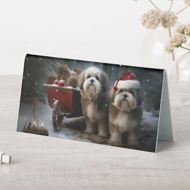 Malti tzu Snowy Sleigh Weihnachtsdekor Tischaufsteller (In Situ (Tisch))
