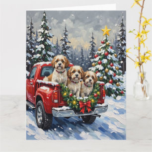 Malti-Tzu Weihnachtsroter LKW Urlaub Karte