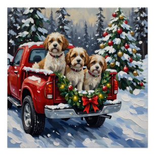 Malti-Tzu Weihnachtsroter LKW Urlaub Poster