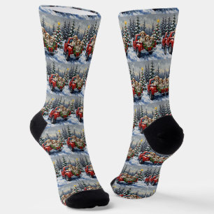 Malti-Tzu Weihnachtsroter LKW Urlaub Socken