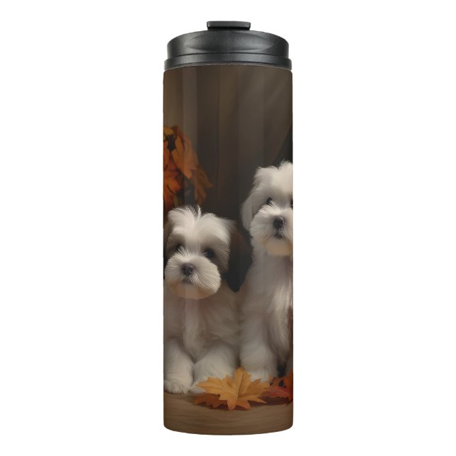 Malti tzu Welppy Autumn Delight Pumpkin Thermosbecher (Vorderseite)