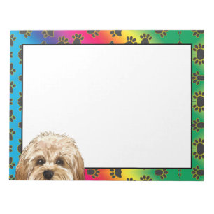 Maltipoo bunte Hundpfoten-Muster  Notizblock