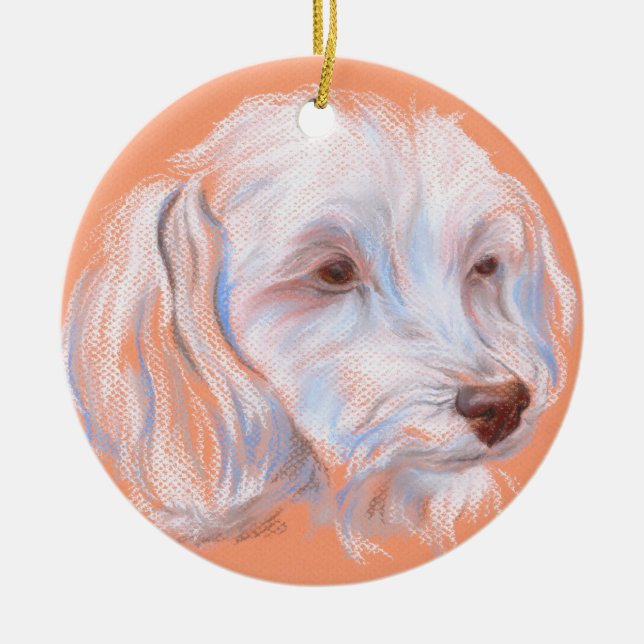 Maltipoo Dog Pastel Art Keramikornament (Vorne)
