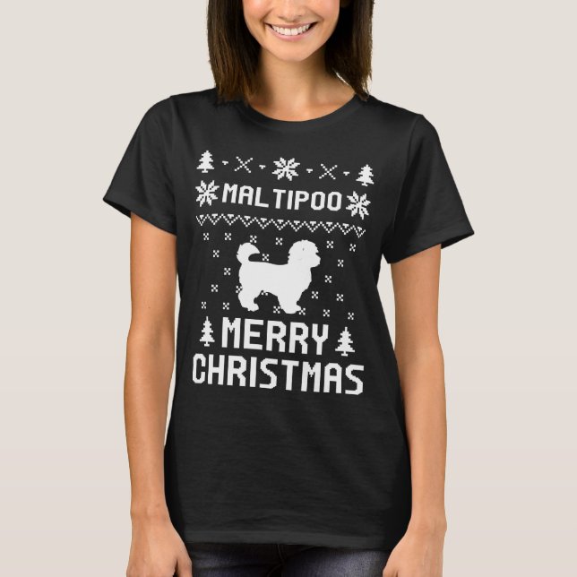 MALTIPOO frohe Weihnachten Strickjacke-T - Shirt (Vorderseite)