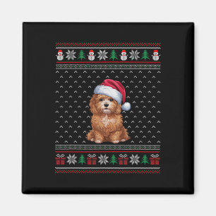 Maltipoo Hund tragen Weihnachtsmannmütze Ugly Xmas Magnet