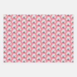 Maltipoo Hund Weißrosa Druckwrapping Paper Set Geschenkpapier Set