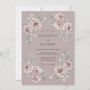 Malven-Rosa Romantische Hochzeit Einladung