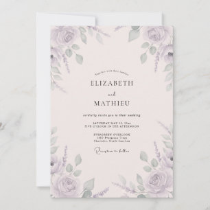 Malven-Sage-Blumenhochzeit Einladung