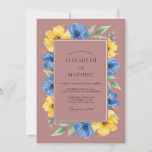 Malven-Senf-Gemalte Hochzeit Einladung