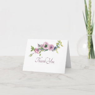 Malvenfarbene Aquarell-Blumen-Dankeskarten Karte