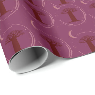 Malvenfarbene Baobab-Baum-Silhouette Geschenkpapie Geschenkpapier