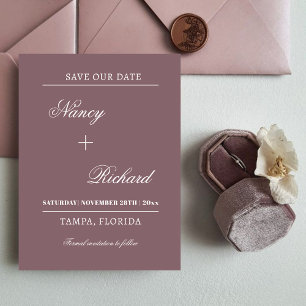 Malvenfarbene Minimalist Save The Date Karte