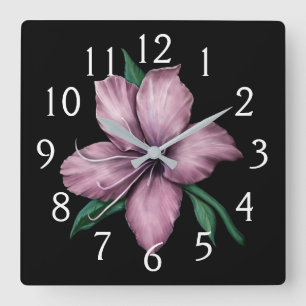 Malvenfarbene rosa Lilie Quadratische Wanduhr