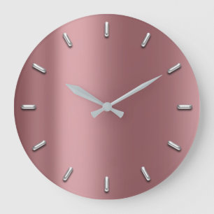 Malvenfarbene rosa metallische minimale silberne große wanduhr