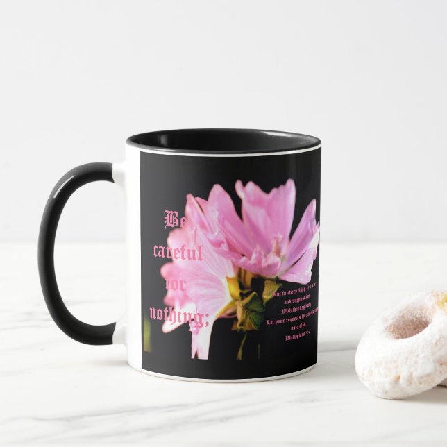 Malvenstrauß Philipper 4:6 Tasse (Mit Donut)