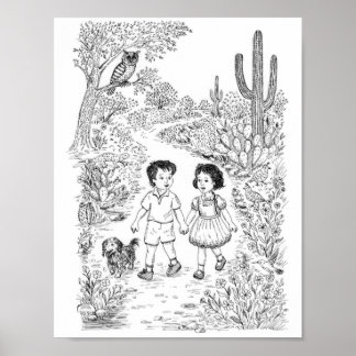 Malvorlage für Kinder: Der magische Pfad Poster